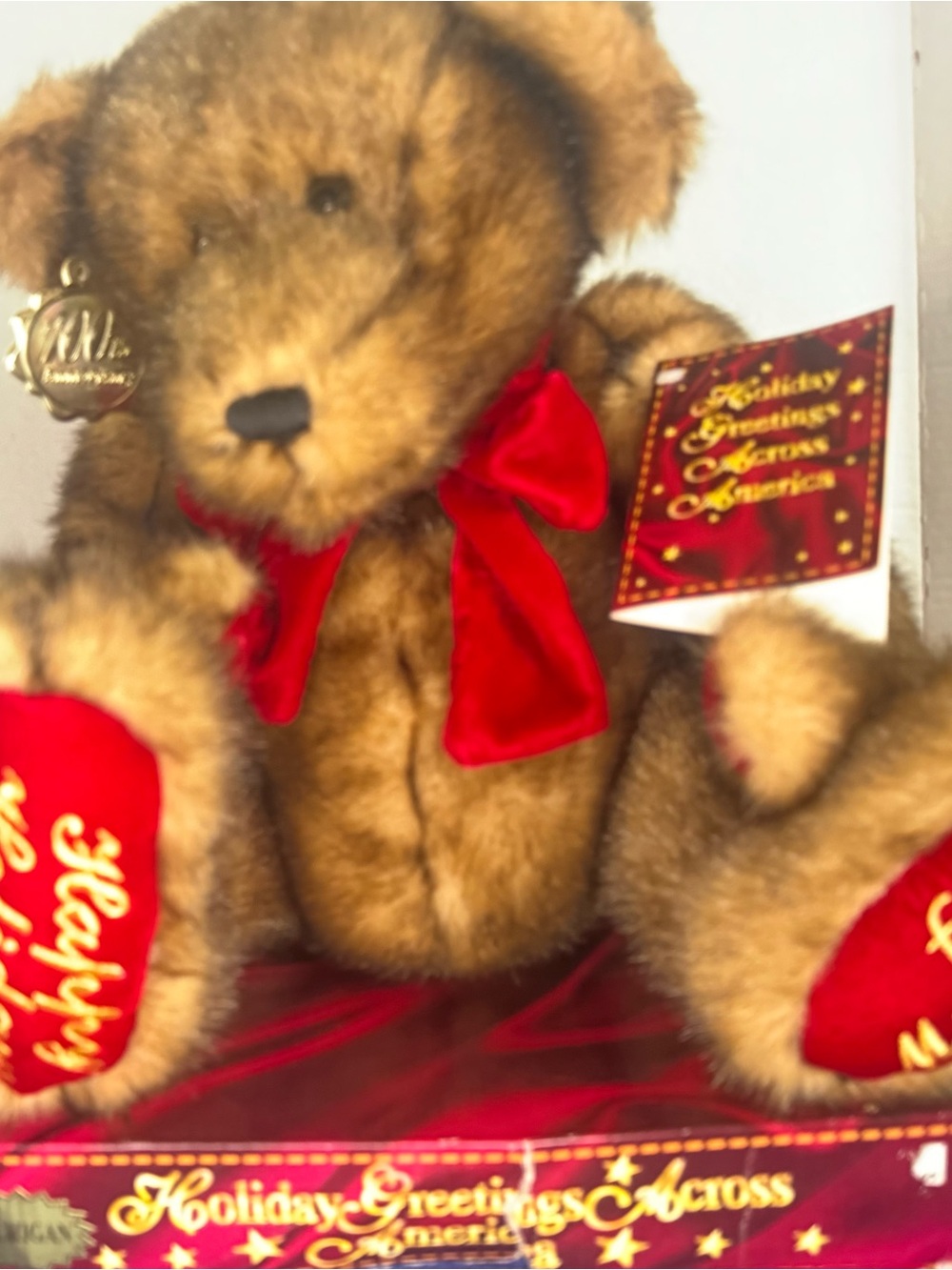Dan Dee festive Teddy Bear with Red Bow Holiday Plush brand new in box